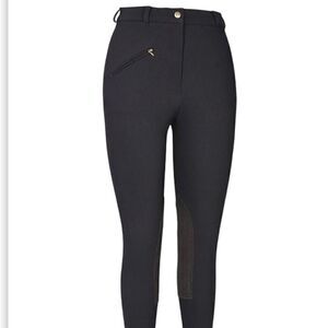 Tuff Rider Black Ribbed Front Zip Stretch Knee Breeches Riding Pants Size 26